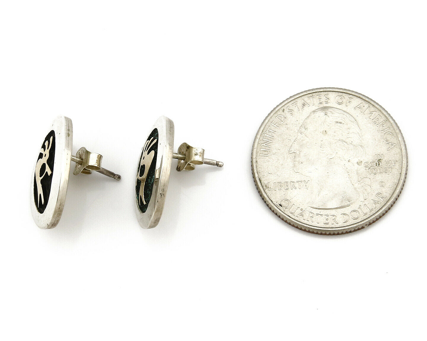 Navajo Dangle Earrings .925 Silver & 14k Solid Gold MM Rogers & DJM