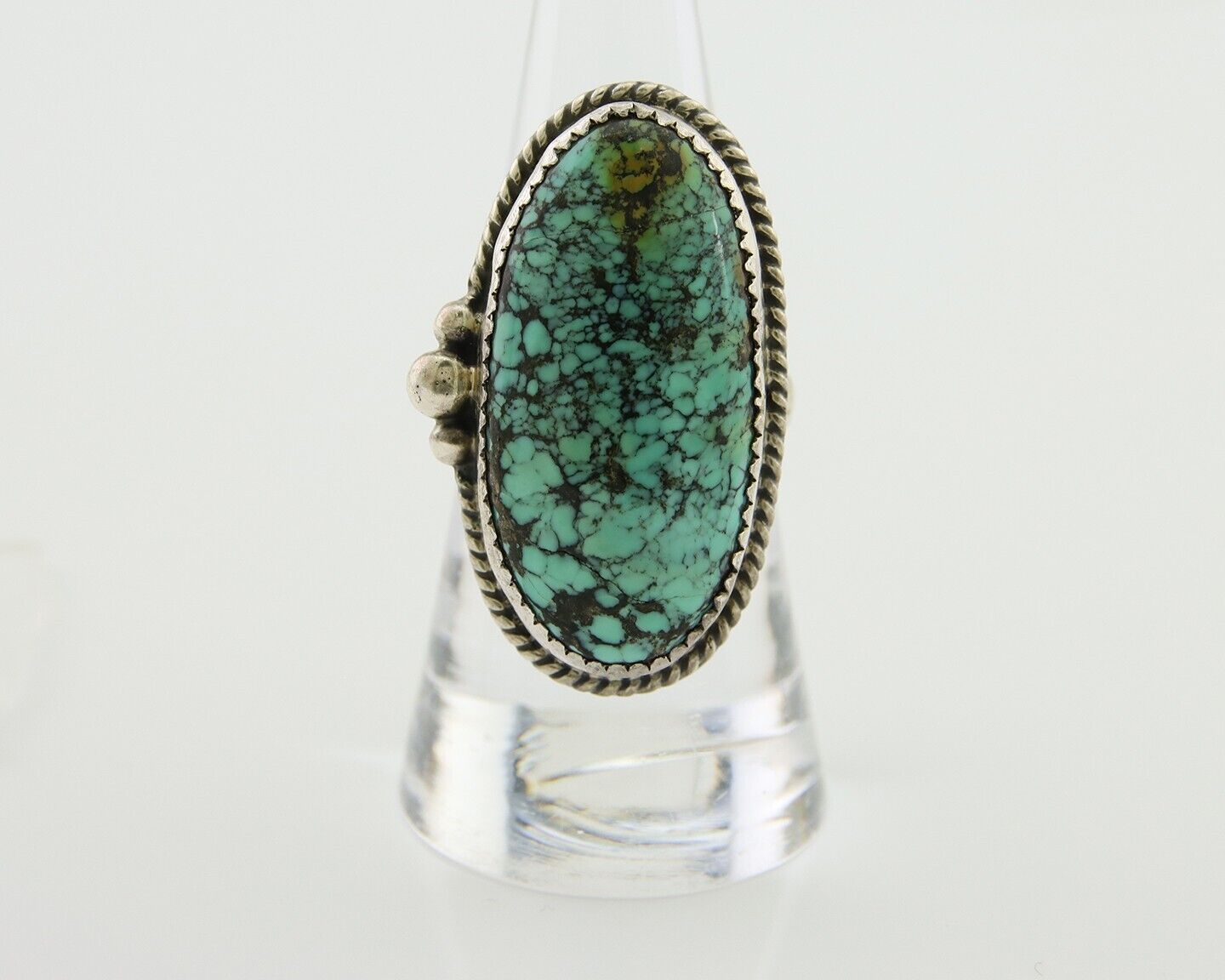 Navajo Handmade Ring 925 Silver Spiderweb Turquoise Native Artist C.80's