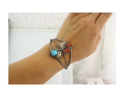 Vintage Navajo Bracelet 925 Silver Handmade Authentic Gemstone Signed C Yazzie
