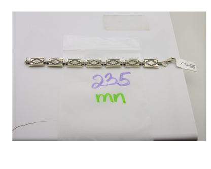 Navajo Hamdmade Link Bracelet 925 Silver Native American Artist C.80's