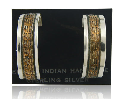 Navajo Hoop Earrings 925 Silver & Gold Artist Signed Randall Endito C.80's