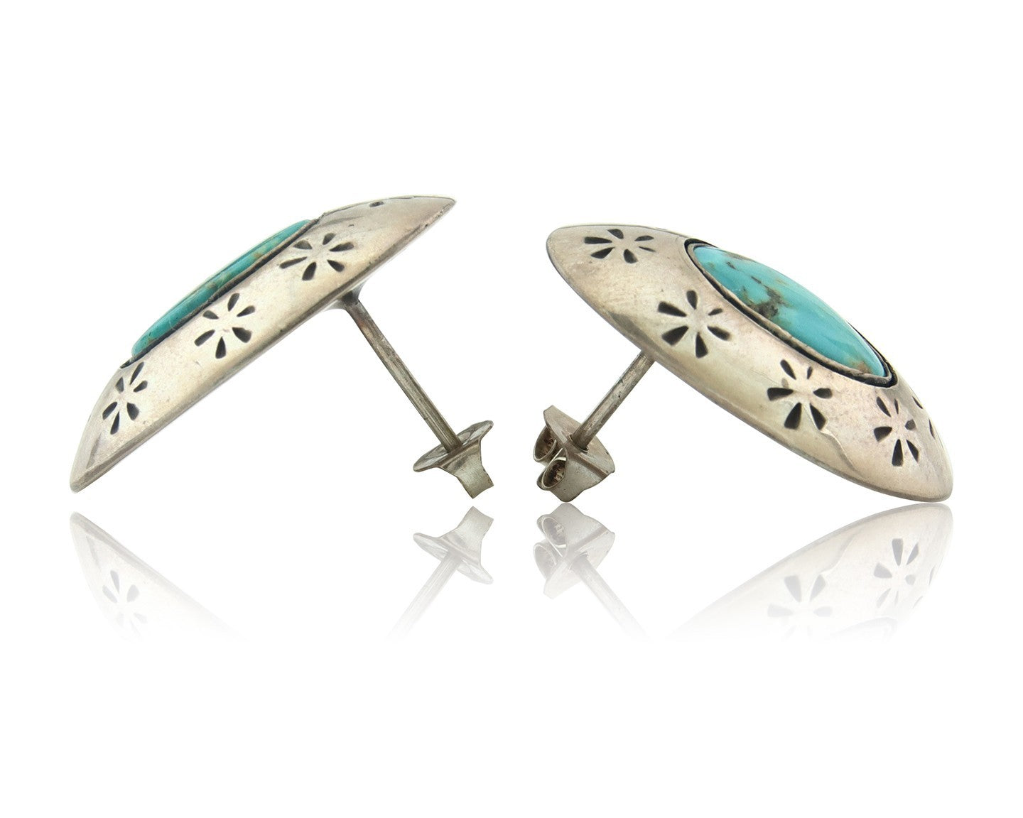 Navajo Earrings Sterling Silver Turquoise Vintage Dangle Handmade