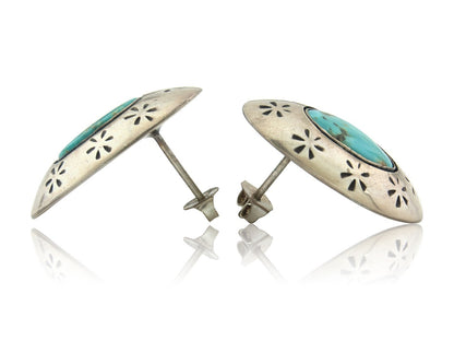 Navajo Earrings Sterling Silver Turquoise Vintage Dangle Handmade