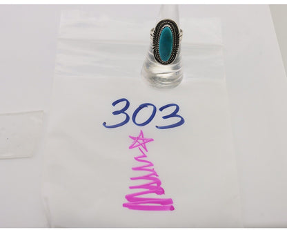 Navajo Ring 925 Silver Blue Turquoise Native Artist Signed M Begay C.80's