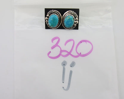 Navajo Earrings 925 Blue Kingman Turquoise Native American Artist C80s