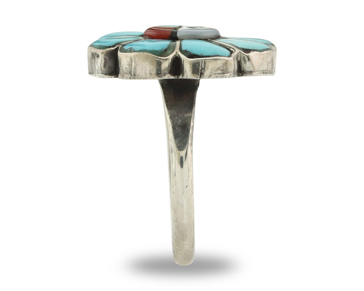 Vintage Zuni Ring 925 Sterling Silver Gemstone Signed V&N Edsitty Size 8.5