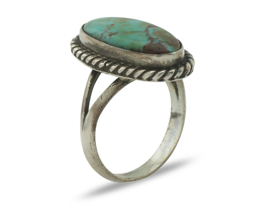 Navajo Ring 925 Silver Natural Blue Turquoise Signed M Montoya C.80's