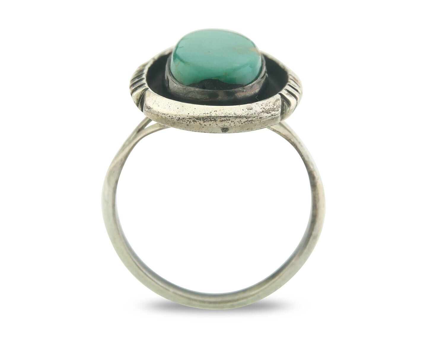 Navajo Ring 925 Sterling Natural Blue Turquoise Native Artist C.80's Size 7.75