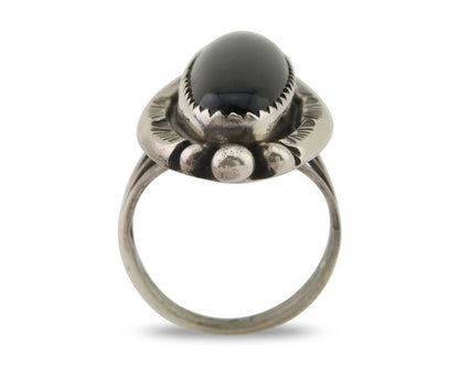 Navajo Handmade Ring 925 Silver Black Onyx Artist Signed SC C.80's