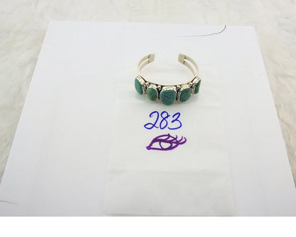 Navajo Bracelet Sterling Silver Spiderweb Turquoise Vintage Signed Lydia Begay