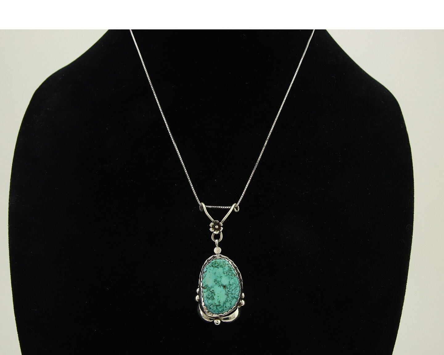 Navajo Necklace 925 Silver Natural Turquoise Artist Signed Jennifer Begay C.80's