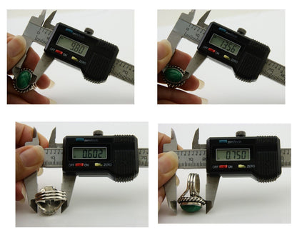 Navajo Ring 925 Silver Natural Malachite Native American Artist C.80's