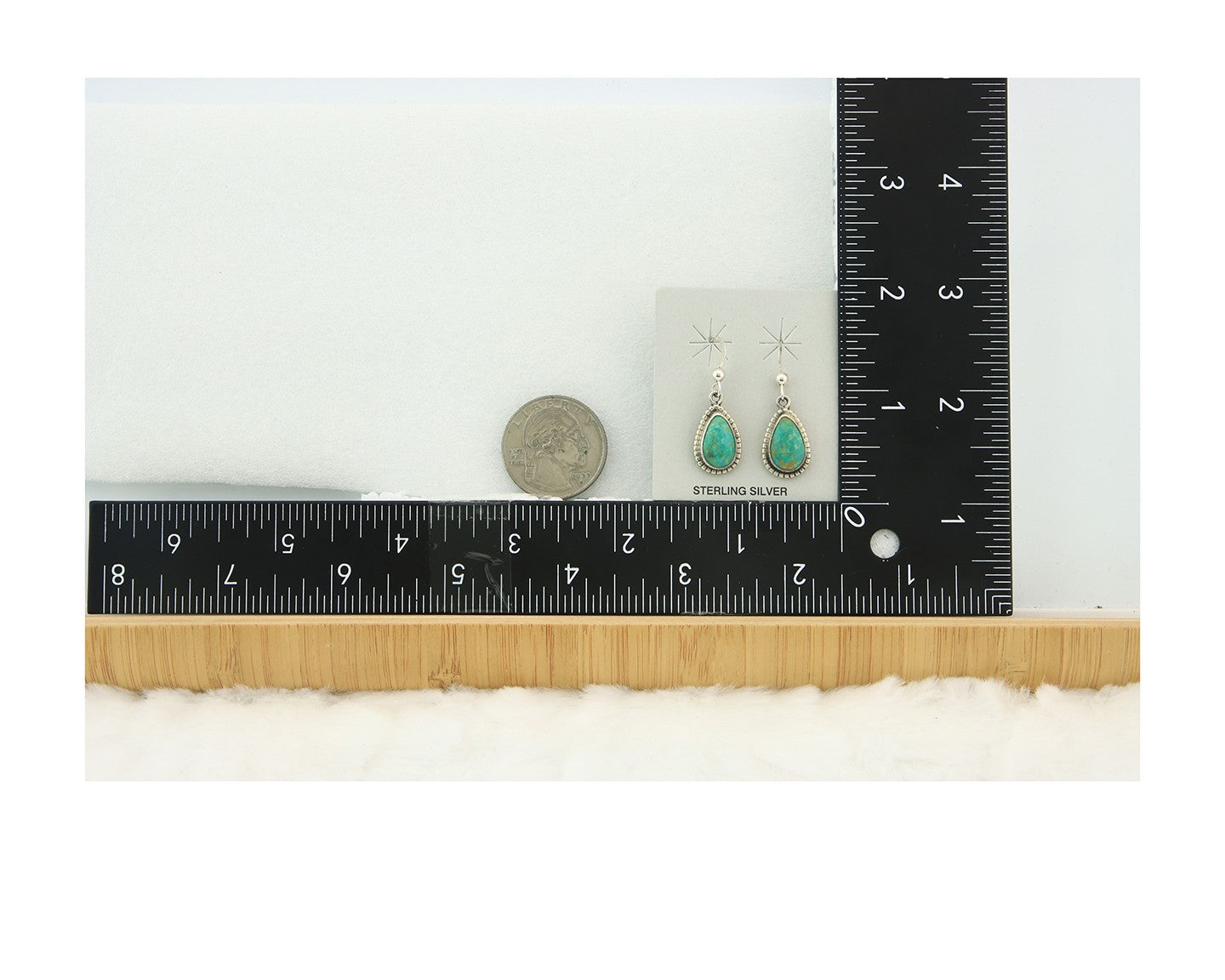 Navajo Earrings Sterling Silver Natural Turquoise Vintage Signed M