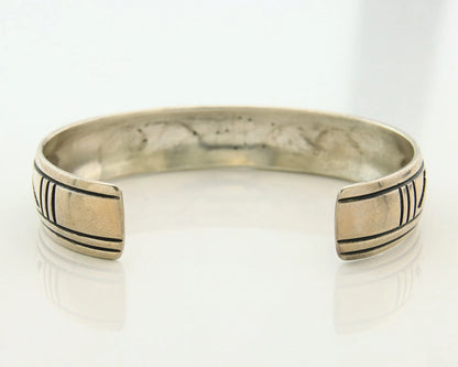 Navajo Cuff Bracelet 925 Sterling Silver Vintage Hand Stamped Signed T Singer