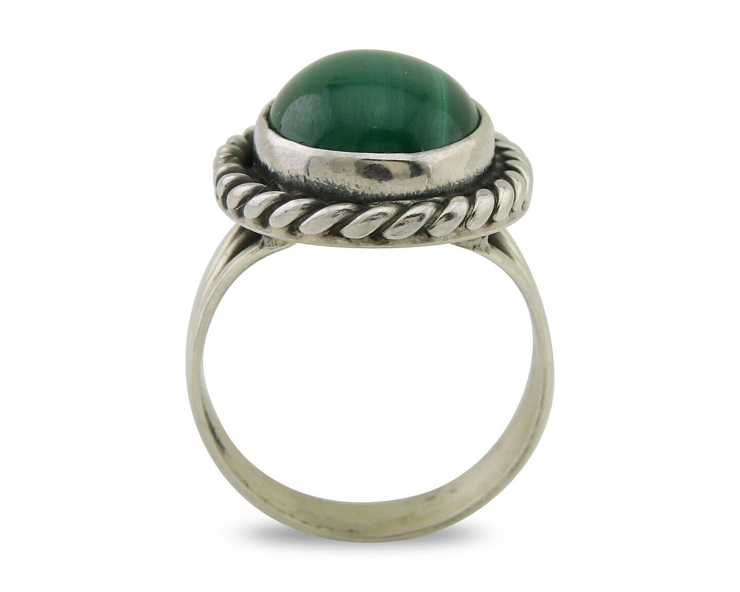 Navajo Ring 925 Silver Natural Malachite Native American Artist C.80's