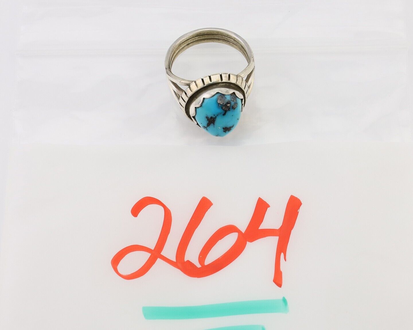 Navajo Ring 925 Silver Natural Blue Turquoise Signed Tony Guerro C.80's