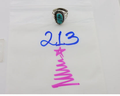 Navajo Ring 925 Silver Sleeping Beauty Turquoise Native American Artist C.80's