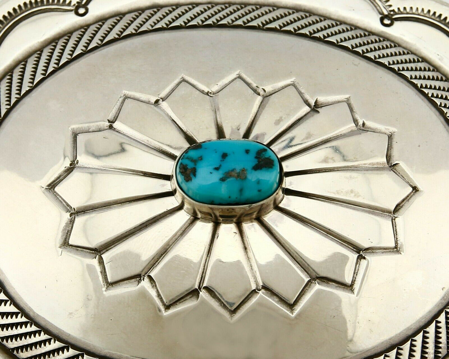 Navajo Belt Buckle .925 Silver Turquoise Handmade Work of Art