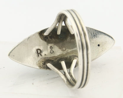 Vintage Zuni Ring 925 Sterling Silver Natural Gemstone Signed R & GT Size 7.0