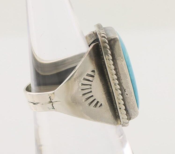 Navajo Ring 925 Silver Natural Turquoise Native American Artist C.80's