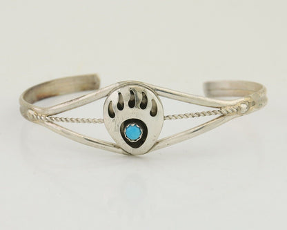 Navajo Paw Bracelet 925 Silver Blue Turquoise Native American Artist C.80's