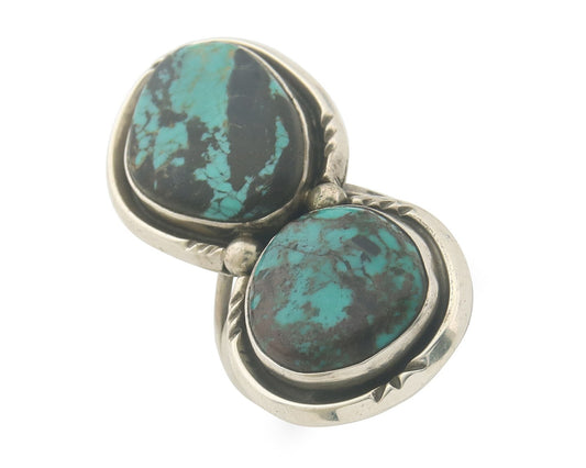 Vintage Navajo Ring 925 Sterling Authentic Turquoise Signed BY Size 8.0
