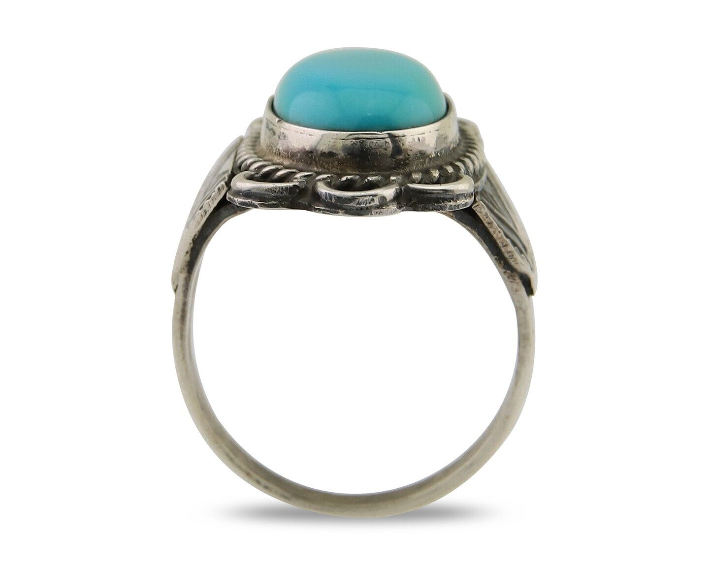 Navajo Ring 925 Sterling Silver Natural Turquoise Native American Artist C.80's