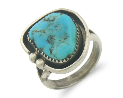 Vintage Navajo Ring 925 Sterling Authentic Turquoise Artist Signed RD Size 10