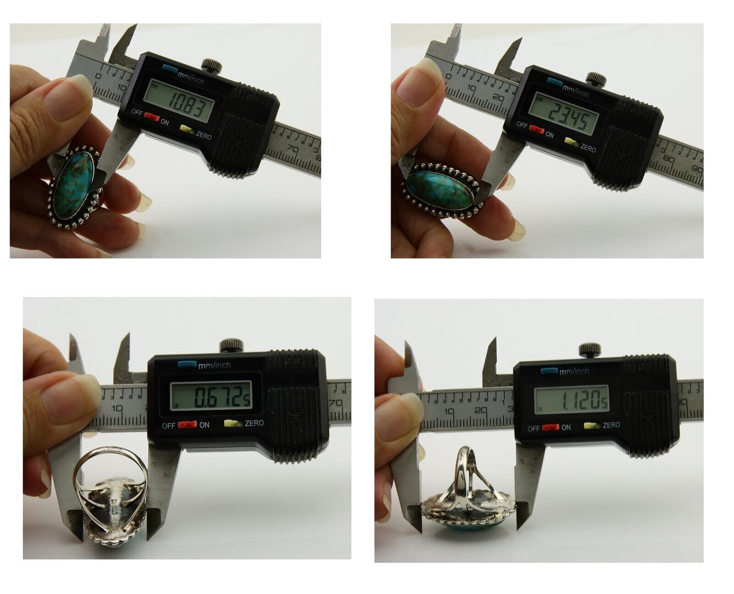 Navajo Shield Ring 925 Silver Arizona Turquoise Native Artist C.80's