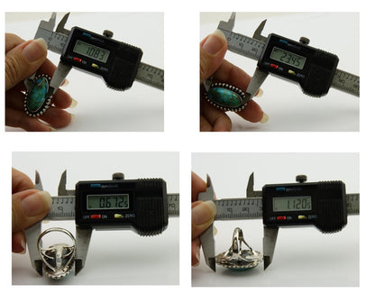 Navajo Shield Ring 925 Silver Arizona Turquoise Native Artist C.80's