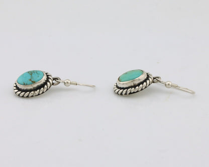 Navajo Earrings 925 Silver Natural Green Turquoise Native Artist C.80s