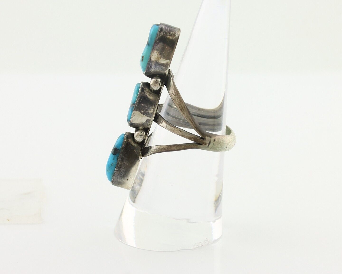 Navajo Ring 925 Silver Natural Blue Turquoise Native American Artist C.80's