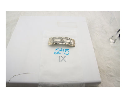 Vintage Navajo Barrette 925 Sterling Silver Hand Stamped Signed HT