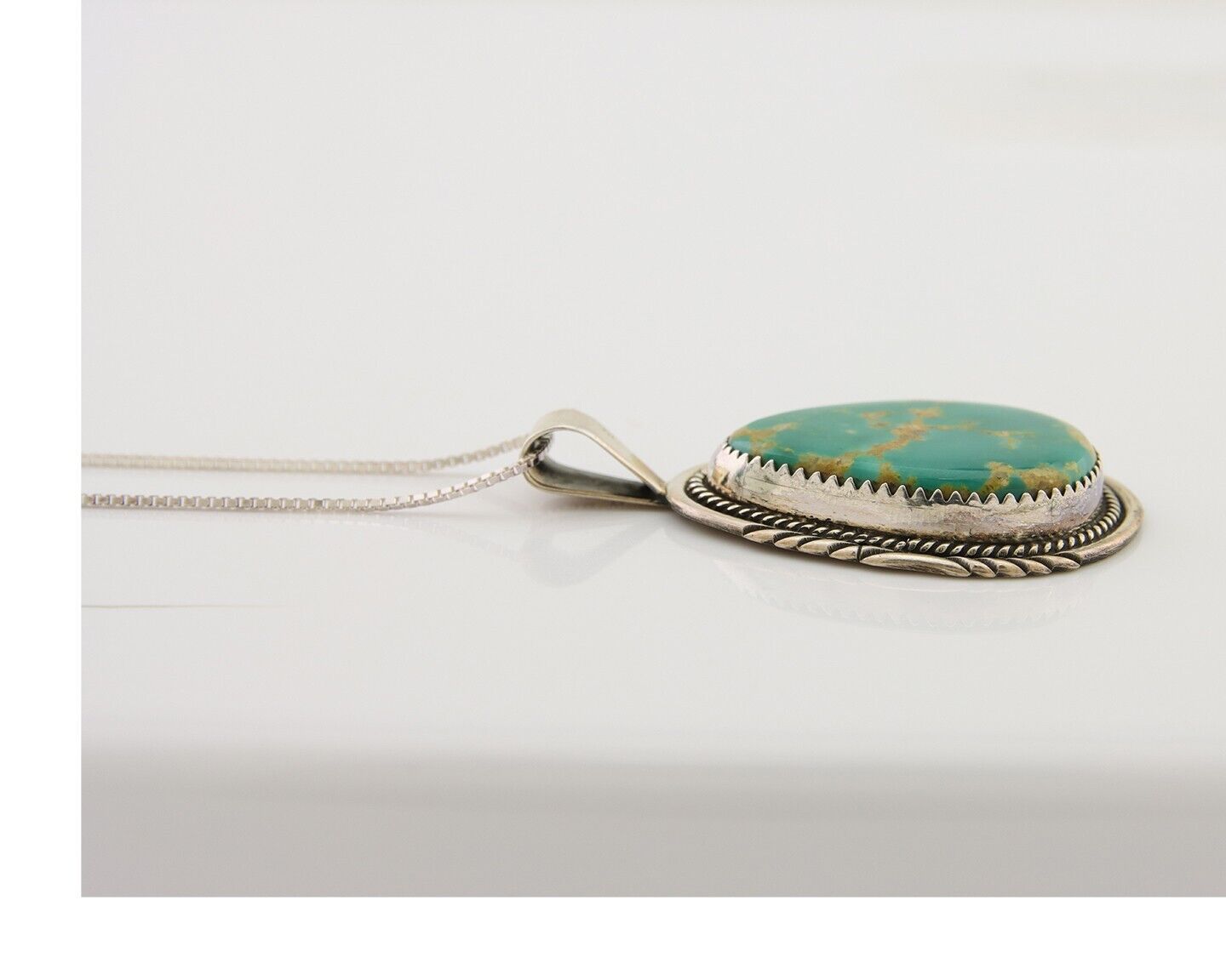 Navajo Necklace 925 Silver Natural Blue Turquoise Artist Signed Mike Begay C.80s