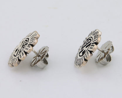Navajo Tiwa Sun Earrings 925 Silver Native American Artist C.80's