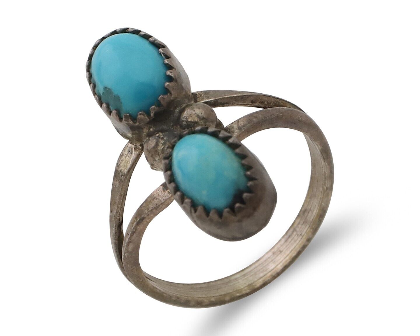 Navajo Ring 925 Silver Natural Turquoise Native American Artist C.80's