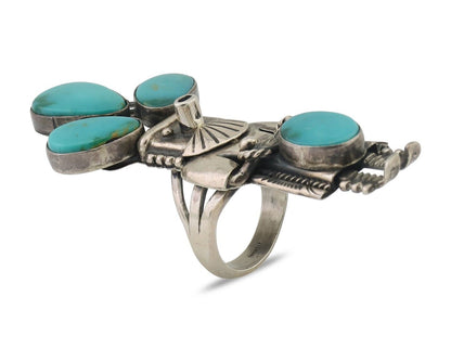 Navajo Kachina Ring 925 Silver Turquoise Artist Signed Broken Arrow C.80's