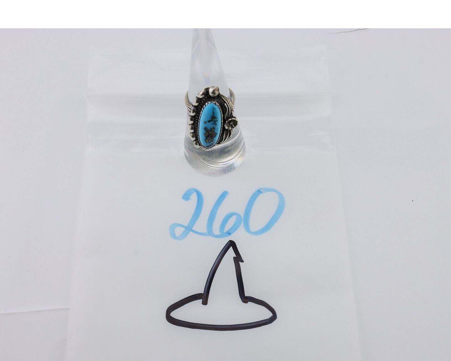Navajo Ring 925 Silver Sleeping Beauty Turquoise Artist Signed SC C.80's