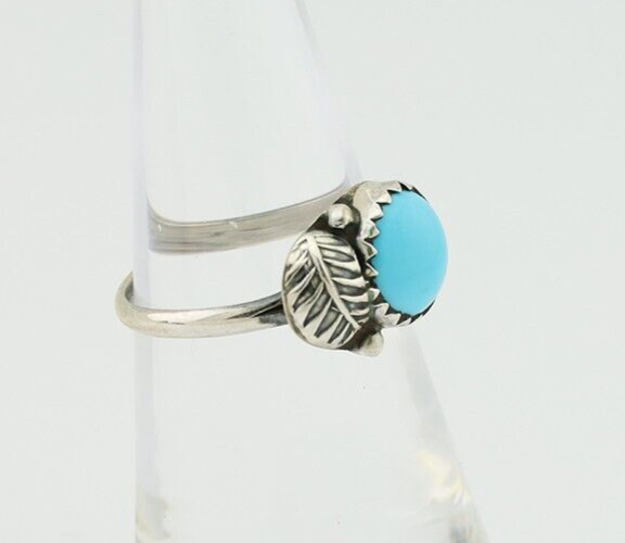 Navajo Ring 925 Silver Sleeping Beauty Turquoise Native American Artist C.80's