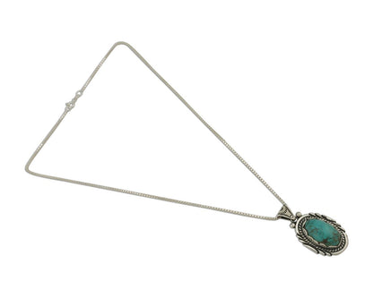 Navajo Necklace 925 Silver Natural Turquoise Sun Stamp C.80s