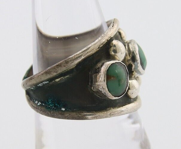 Navajo Handmade Ring 925 Silver Natural Turquoise Native Artist C.80's