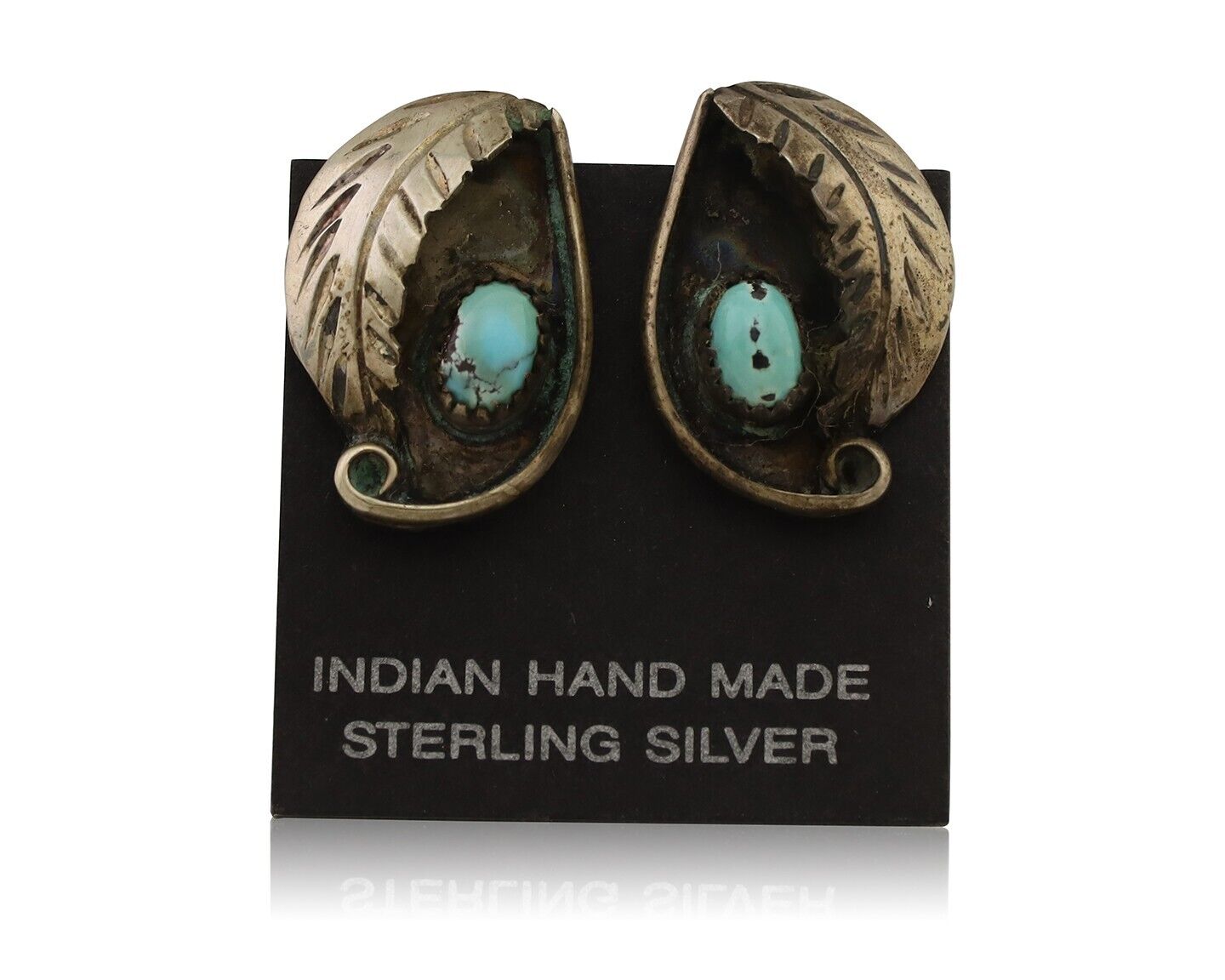 Navajo Earrings 925 Silver Natural Turquoise Native American Artist C.80's