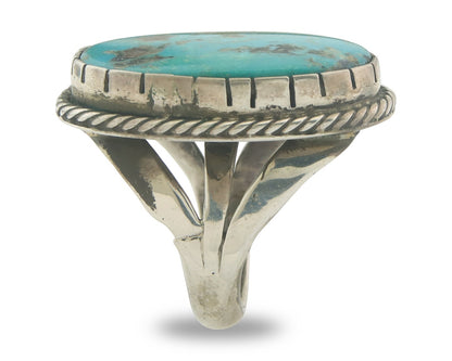 Vintage Navajo Ring 925 Sterling Authentic Traditional Turquoise Size 6.75