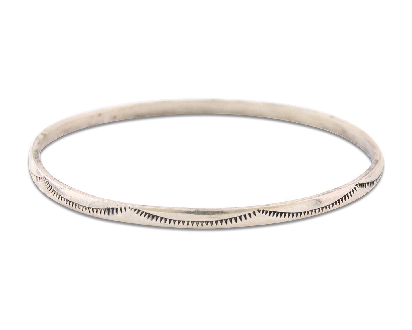 Navajo Bangle Bracelet 925 Silver Hand Stamped Twist Native American Artist C80s