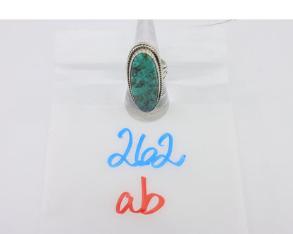 Navajo Ring 925 Silver Spiderweb Turquoise Artist Signed MH C.80's