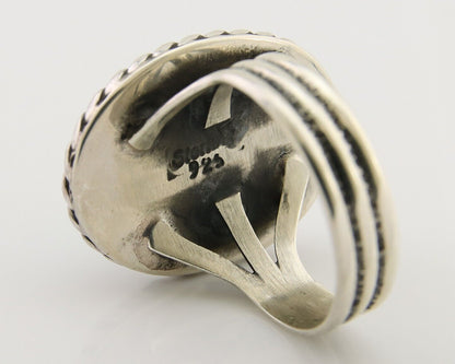 Navajo Ring 925 Silver Natural Malachite Native American Artist C.80's