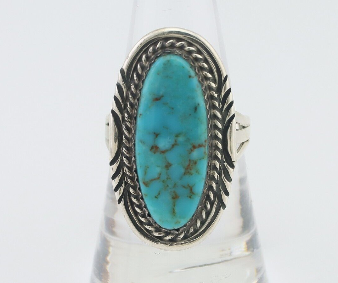 Navajo Ring 925 Silver Natural Blue Turquoise Native American Artist C.80's