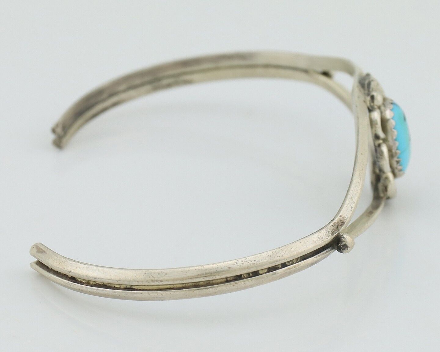 Navajo Bracelet 925 Silver Sleeping Beauty Turquoise Native American Artist C80s