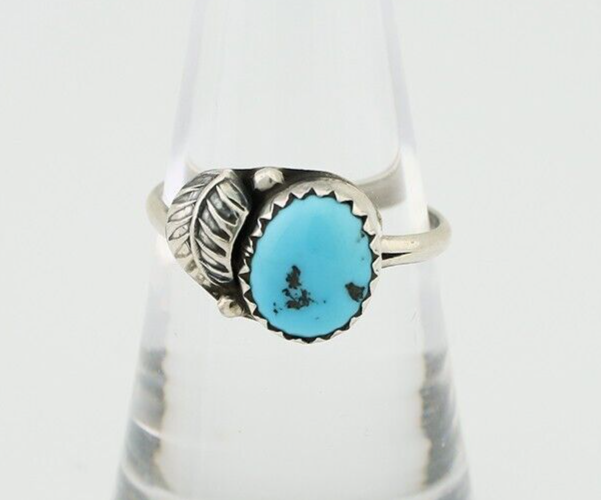 Navajo Ring 925 Silver Sleeping Beauty Turquoise Native American Artist C.80's