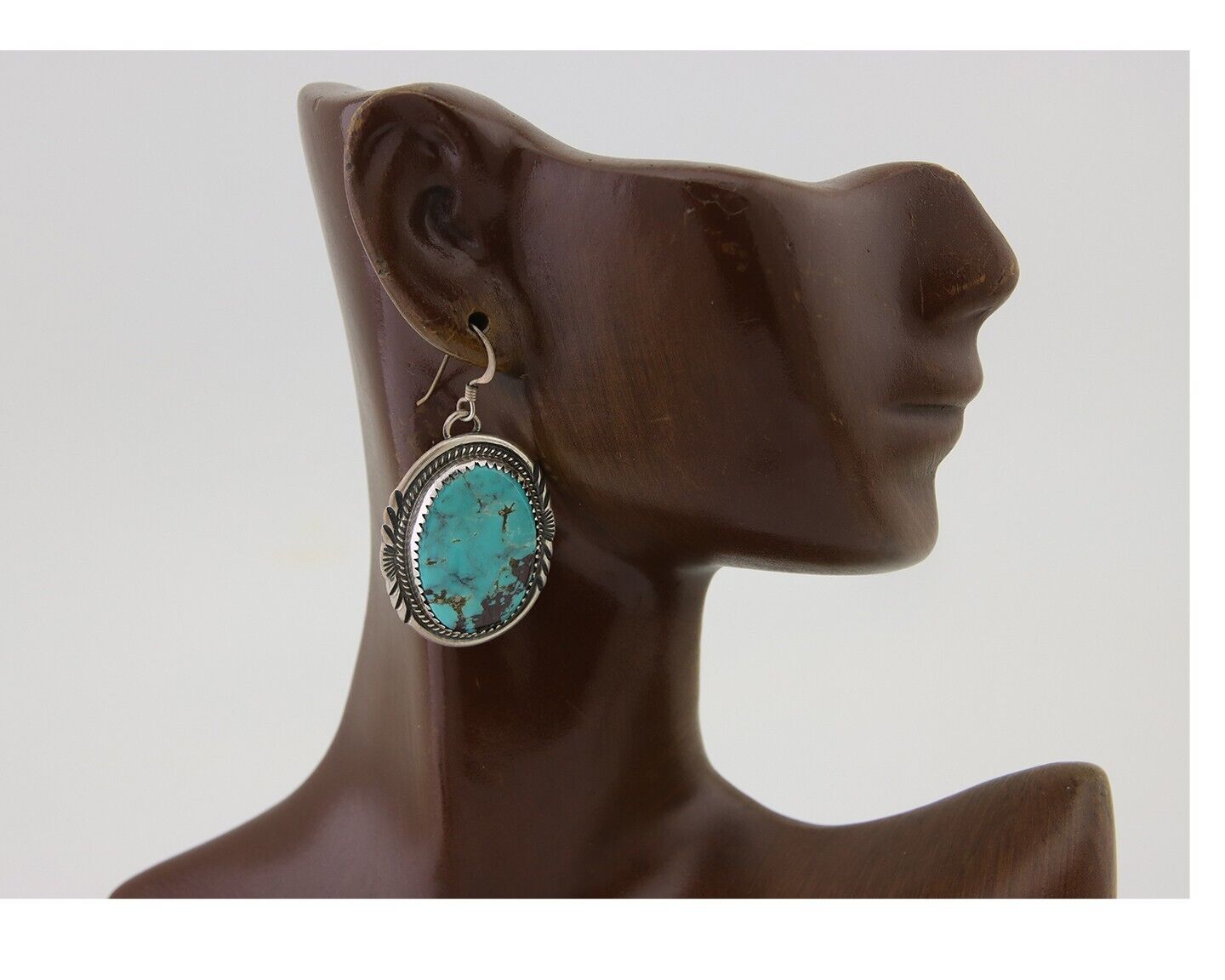 Navajo Dangle Earrings 925 Silver Natural Turquoise Artist Signed Mike Begay C80